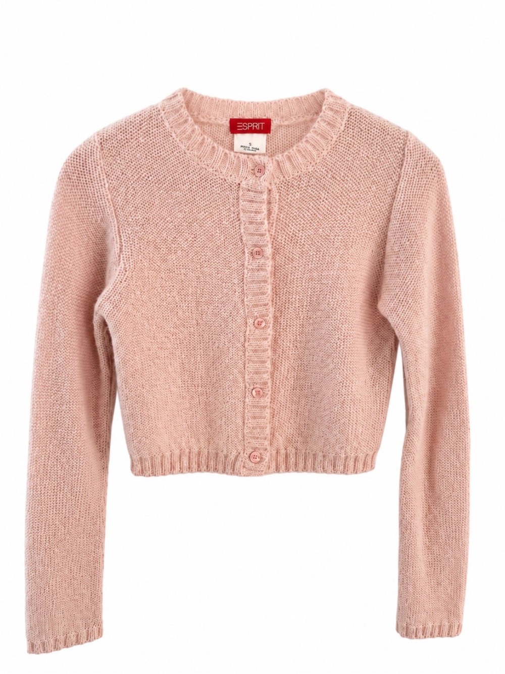 Esprit Blush Pink Cropped Button Cardigan